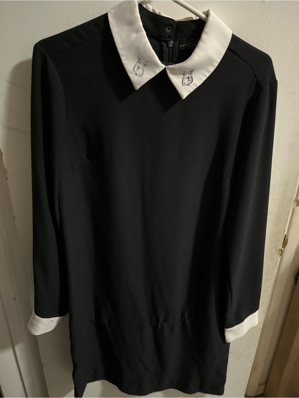 Victoria Beckham for Target Black Long-Sleeve Dress with White Collar & Cuff
